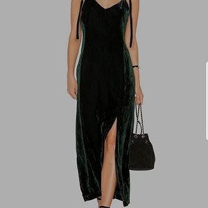 JOA Emerald velvet maxi dress